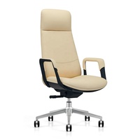 Chaise de bureau de direction au design moderne et confortable, dossier haut, couleur beige