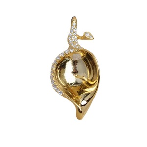Pendentif en argent S925 en forme de feuille de lotus, accessoires de perles DIY pour femme, pendentif de tête JG5360 avec plateau vide 10-11-12 - Product Image 5