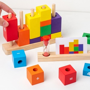 Bloques apilables de madera multifuncionales para niños de 2 <span class=keywords><strong>a</strong></span> <span class=keywords><strong>4</strong></span> <span class=keywords><strong>a</strong></span>ños incluye número aritmético alfabeto inglés ortografí<span class=keywords><strong>a</strong></span> palabras juego - Product Image 2
