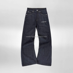 Pantalones de mezclilla cruda de estilo japonés de 14 oz y 100% algodón de alto gramaje para hombre, corte recto de pierna ancha, vaqueros holgados personalizados - Product Image 2