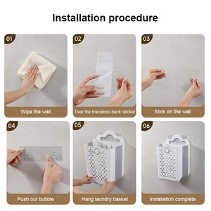 Plastic Foldable Durable Green/<strong>White</strong> Dirty Clothes <strong>Laundry</strong> <strong>Hamper</strong> Carry Handle Multi-function Container Wall Hanging Basket - Product Image 5