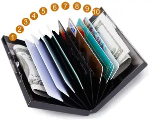 2024 Custom PU Wallet Credit Card Holder Aluminum Money Clip Wallet With RFID Blocking Metal Wallet