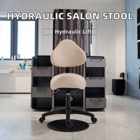 Chaise de barbier hydraulique robuste avec dossier et base roulante pour salon de coiffure, clinique, spa