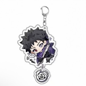 Llavero de acrílico de doble pieza con diseño de dibujos animados, colgante de personaje ninja versión Q, pequeño dije de bestia, con cierre de langosta metálico - Product Image 3