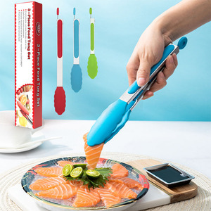 7 9 12 Inch Stainless Steel Plastic Silicone Salad Bread Cooking Food <strong>Serving</strong> <strong>Tongs</strong> - Product Image 4