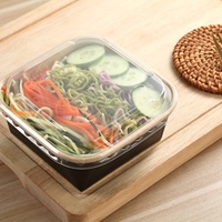 Boîte à lunch jetable en papier kraft recyclable en gros 500/650/750/1000ml, conteneur alimentaire avec couvercle pour fêtes, plats à emporter et salades
