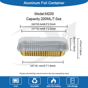 Kapaklı 200ml pembe geri dönüşümlü dikdörtgen ekmek tepsisi alüminyum folyo kek tava alüminyum folyo pişirme kapları kapaklı - Product Image 6