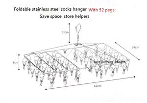 Hot Sales Square Shape 44 <strong>Clips</strong> Clothes Stocks <strong>Hanger</strong> and Folding Stainless Steel Socks <strong>Hanger</strong> Peg and Drying Rack - Product Image 4
