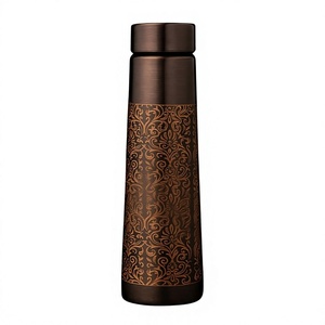 Premium Tapered Copper Water Vessel Antique <b>Brushed</b> Finish Indian Handcrafted Ayurvedic Copper <b>Bottle</b> Seamless Gift Flask - Product Image 1
