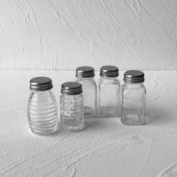 Mini flacon à condiments, bouteille à épices pour barbecue, ensemble de salières et poivrières en verre carré en forme de nid d'abeille avec couvercles en acier inoxydable