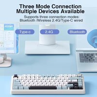 Teclado Mecánico para Juegos AULA F75 2.4G Inalámbrico/BT/Con Cable, RGB Personalizable, Diseño 75%, Perfil OEM, Estructura Gasket
