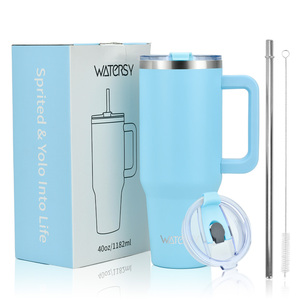2025 Custom Color China Watersy High Quality 40oz Stainless Steel Tumbler <b>with</b> Handle and <b>Straw</b> Modern Design New Release Mug - Product Image 3
