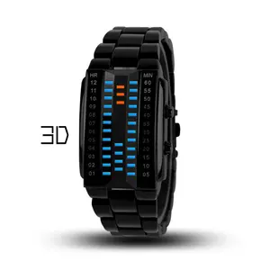 Meilleure montre altimètre personnalisée en acier inoxydable, bracelet Led étanche, binaire 3d, montre électronique numérique