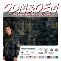 Sudadera con capucha y pantalones deportivos de tejido de punto estampado en bambú y elastano para ropa de descanso, producción de fábrica para marcas.