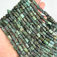 Perles de turquoise africaine naturelle brutes facettées 8x11mm, perles colonnes de turquoise africaine naturelle, perles cylindriques intercalaires en pierres précieuses lâches