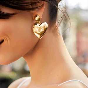 Pendientes de Botón en Forma de Corazón, Chapados en Oro de 18K, Acero Inoxidable, Joyería para Fiestas, Accesorio de Moda - Product Image 3