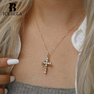 Collar de Cruz de Plata de Ley <span class=keywords><strong>925</strong></span> con Diseño Único para Mujer, Joyería Fina al por Mayor - Product Image 3