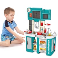 Ensemble de cuisine en plastique pour enfants avec musique, lumière et jeu de cuisine, table et chaises, jouet 58 pièces, jouet préscolaire
