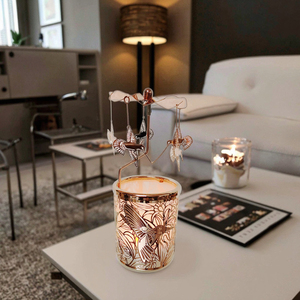 공장 도매 회전 목마 양초 로즈 골드 벌새 회전 양초 홀더 회전 tealight 촛불 가정 장식