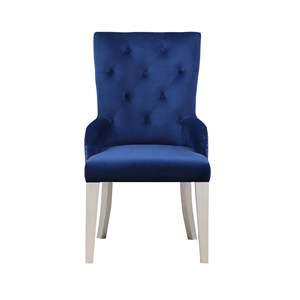 DB Blue and <b>Antique</b> Platinum Tufted Side <b>Chair</b> for Dining - Product Image 2