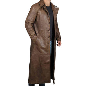 Unique Design Custom PU Leather Made Long Coat for Men Soft and Winter Warm Custom Fabric Hot Selling Men's Long Coat - Product Image 3