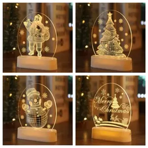 Newish-lámpara de mesa acrílica para decoración de habitación de niños, foto personalizada, ilusión 3D creativa, Base de escritorio, LED de Navidad, luz nocturna