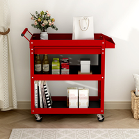 Chariot utilitaire en acier robuste en fer Panneau perforé 3 tiroirs à roulettes OEM personnalisable Design moderne Maison/atelier à usage commercial