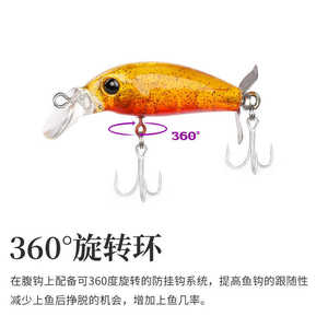 เหยื่อปลอมหมุนได้ 360 องศา ขนาด 40 มม. น้ำหนัก 3.7 กรัม สำหรับปลาเทราต์ ปลาแมนดาริน ปลากะพง เหยื่อตกปลาแบบตีล่าง เหยื่อแข็ง - Product Image 1