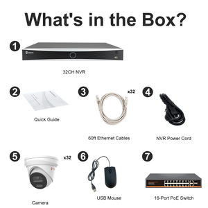ระบบกล้องวงจรปิด POE 5MP ของ US พร้อมส่งในสต็อก กล้องทรงกระบอก 5MP 32 ตัว มาตรฐาน IP67 กล้องวงจรปิด 12MP 32CH NVR สวิตช์ POE 16 ช่อง พร้อมระบบตรวจจับความเคลื่อนไหว - Product Image 5