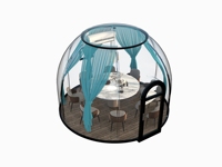 Hébergement transparent en forme de bulle en polycarbonate pour haute altitude, avec vue panoramique à 360°, idéal pour les projets de glamping en station balnéaire montagne