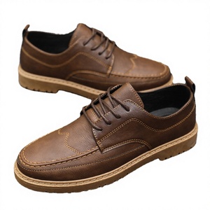 Chaussures décontractées pour hommes noires rétro respirantes en cuir PU à lacets Tendance mode Printemps Été - Product Image 2