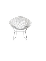 Fauteuil lounge moderne en fil métallique avec coussin noir et dossier en maille métallique blanche, fauteuil d'appoint contemporain pour salon