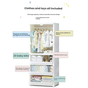 <span class=keywords><strong>Armadio</strong></span> <span class=keywords><strong>per</strong></span> Bambini a 4 Ripiani con Disegni Cartoon, Guardaroba Moderno e Resistente in Plastica <span class=keywords><strong>per</strong></span> Camera da Letto - Product Image 5