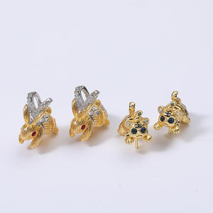 युआनलॉन्ग प्यारा आधा छेद कॉपर 18k सोना प्लेटेड माइक्रो इनडेटेड जिरकॉन पशु और खरगोश पेटेन्ट - Product Image 6