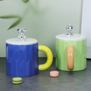 Tùy Chỉnh Dễ Thương Ins Bắc Âu Đa Giác Cube Dập Nổi Espresso Pha Cà Phê Sứ Cup Ăn Sáng Sữa Cà Phê Cốc Gốm Với Nắp - Product Image 1