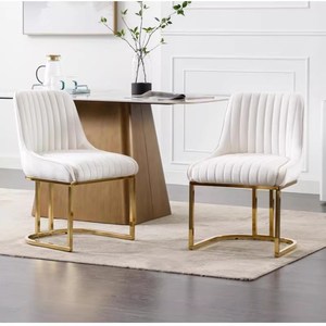 <span class=keywords><strong>Fauteuil</strong></span> Moderne en Velours <span class=keywords><strong>Beige</strong></span> avec Accents Dorés pour Salon, Chaise de Salle à Manger Italienne de Luxe, <span class=keywords><strong>Fauteuil</strong></span> Compressé de Luxe - Product Image 4
