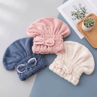Turban séchant pour cheveux en velours corail, bonnet absorbant épais rose avec nœud, serviette de douche à séchage rapide, bonnet absorbant l'eau pour cheveux secs