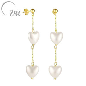 UM JEWELRY, Nuevos Aretes de Plata de Ley 925 con Circonita y Perla en Forma de Corazón, Estilo Moderno, para Compromiso, Boda, Regalo, Fiesta - Product Image 1