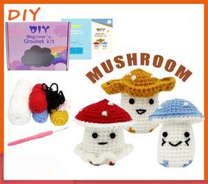 Kit de Material para Hacer un Llavero de <span class=keywords><strong>Muñeca</strong></span> de Hongo de Ganchillo Hecho <span class=keywords><strong>a</strong></span> Mano, Adorno de Escritorio de Apoyo Emocional, Figura de Regalo y Decoración para el Hogar - Product Image 2