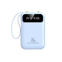 Pengisi daya portabel 20W, Bank daya kapasitas tinggi 10000mAh Logo OEM, pengisi daya 4 kabel tampilan bawaan Mini 20000mAh Bank 66W