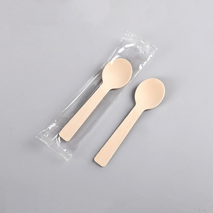 Cuillère en bois <span class=keywords><strong>jetable</strong></span> biodégradable naturelle 140mm mini ensemble de couverts pour manger en vrac <span class=keywords><strong>vaisselle</strong></span> bon marché pour les fêtes crème glacée - Product Image 3