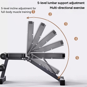 Banc de <span class=keywords><strong>fitness</strong></span> portable pliable en métal, inclinable, déclinable, plat, réglable, pour presse à haltères, sit-ups, entraînement à domicile, capacité 500 kg - Product Image 5