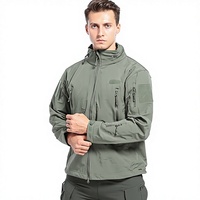 Blouson Bomber d'Hiver pour Homme, Imperméable, Polaire, Camouflage, Softshell Tactique, Vêtement d'Extérieur Chaud avec Capuche et Poches Utilitaires