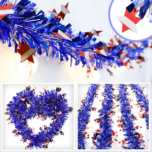 Guirlande patriotique du 4 juillet, rouge, blanc, bleu, paillettes métalliques épaisses, guirlande de paillettes sur mesure, décoration pour la fête de l'Indépendance - Product Image 2
