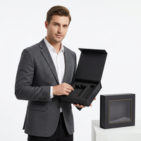 Boîte cadeau magnétique noire de luxe personnalisée, vente en gros, emballage rigide en carton mat avec fenêtre pour électronique, montres, bijoux, OEM
