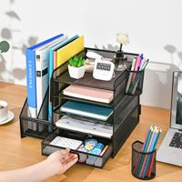 Organizador de Archivos Metálico de 5 Niveles, Estante de Almacenamiento de Documentos de Escritorio, Bandeja de Alambre Metálica para Oficina, Soporte Vertical para Papelería