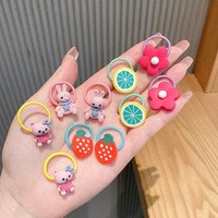Lot de 10 élastiques à cheveux pour bébé fille, accessoires pour enfants, ensemble de attaches multicolores, motifs fruits, fleurs, animaux de dessin animé