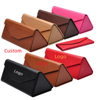 Étui triangulaire pliable magnétique en cuir PU avec Logo personnalisé, étui à lunettes de soleil pliable fait à la main
