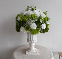 Rangkaian Bunga Hydrangea Hijau 60cm hingga 80cm dengan Daun Hijau dan Bunga Putih Gading, Dekorasi Meja Tengah, Dekorasi Latar Belakang Pernikahan, Rangkaian Bunga