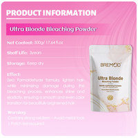 Poudre décolorante ultra blonde sans formaldéhyde BREMOD avec logo personnalisé, enrichie en kératine, éclaircissant capillaire professionnel pour usage en salon